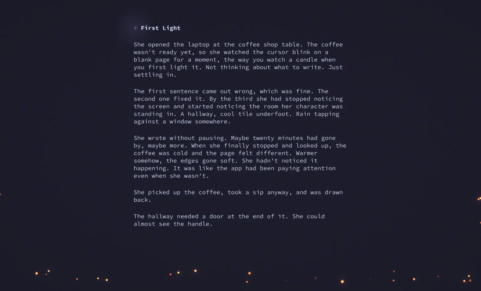 Reverie's Markdown mode showing the raw marks alongside the text.